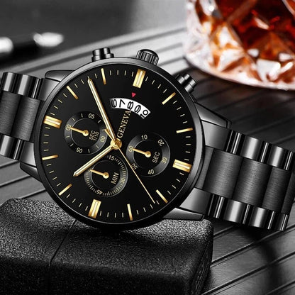 Mens Casual Classic Numeral Gold Analog Watches