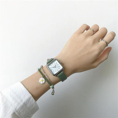 Womens Gold Silver Minimalist Square Dial Elegant Watches