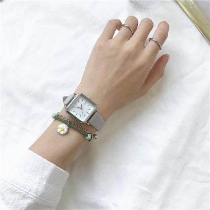 Womens Gold Silver Minimalist Square Dial Elegant Watches