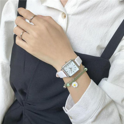 Womens Gold Silver Minimalist Square Dial Elegant Watches