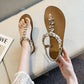 Luxury Green Stone Design Breathable Flip Flop Women Shoes