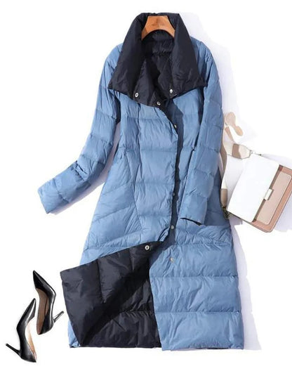 Womens Double Breasted Slim Long Outwear Coat