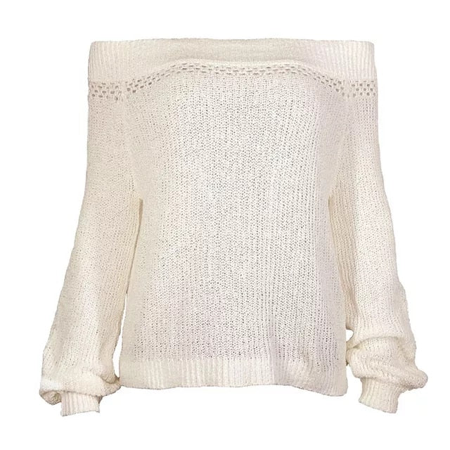 Women's Lantern Sleeve Open Shoulder Sweaters