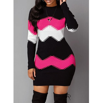 New Multi Colored Striped Long Women Winter Sweaters