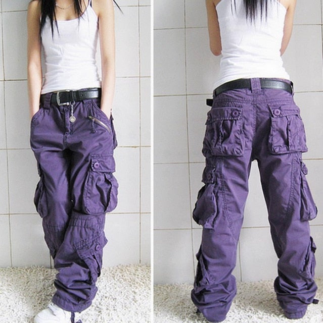 Tactical Style Multi Pockets Wide Leg Hiking Camping Pants For Women