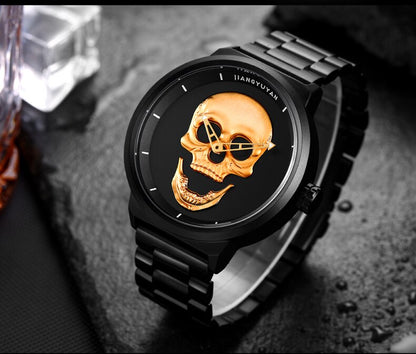 Mens Skull Dial Creative Quartz Analog Watches