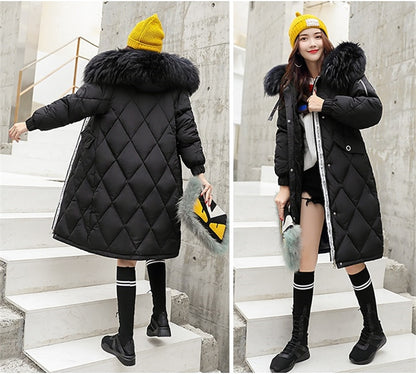 Women's Fur Hooded Slim Long Parka