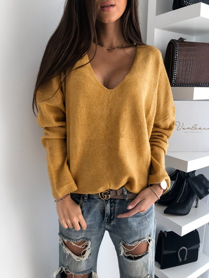 Women's Casual V-Neck Knitted Sweaters