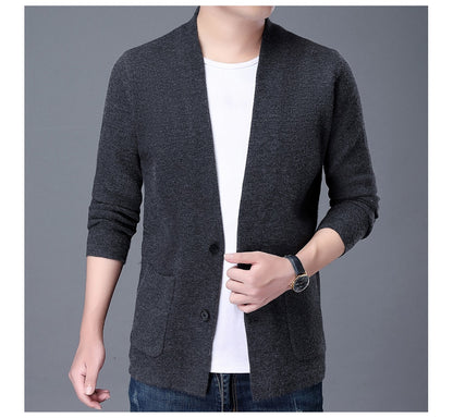 Autumn V Neck Men Cardigan Sweater