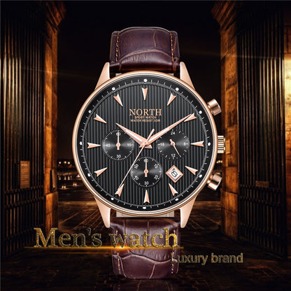 Men's Elegant Leather Band Quartz Watches