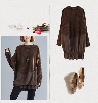 Women Plus Size Batwing Sleeve Sweater