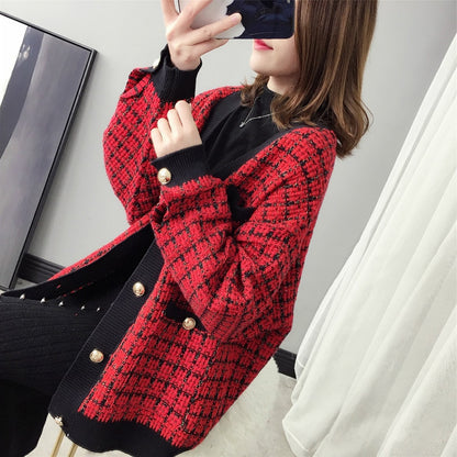 Korean Chic Autumn and Winter High-End Lazy Style Retro Knitted Cardigan Top Loose Small Fragrant Sweater Jacket for Women