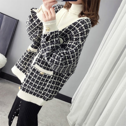 Korean Chic Autumn and Winter High-End Lazy Style Retro Knitted Cardigan Top Loose Small Fragrant Sweater Jacket for Women