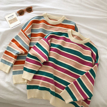 New Women's Multi Color Striped Autumn Winter Sweaters