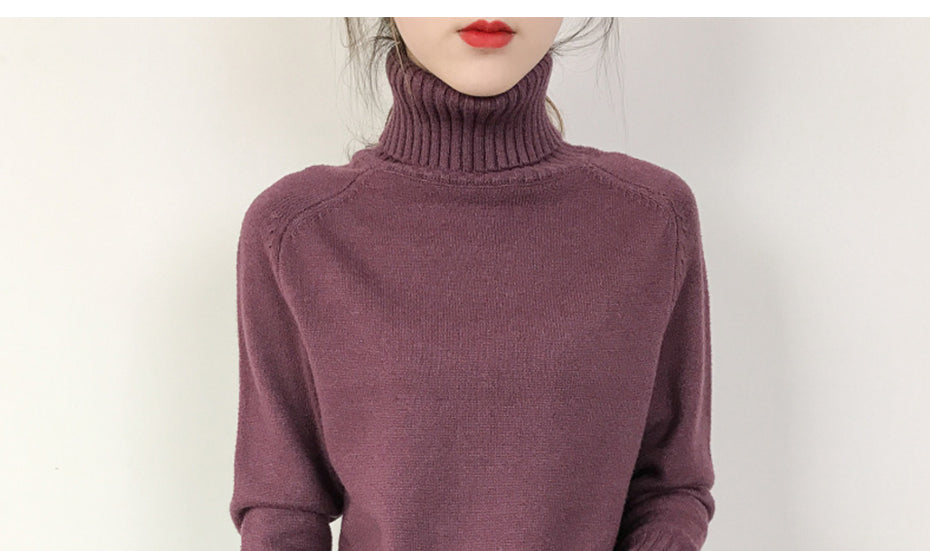 Women Turtleneck Thick Knitted Sweaters