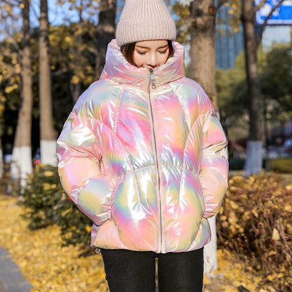 2025 New Winter Jacket Coats for Women, Hooded Glossy Down Cotton Parka, Warm Casual Padded Cotton Coat