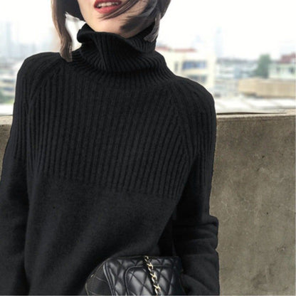 Women Turtleneck Stretch Striped Sweaters