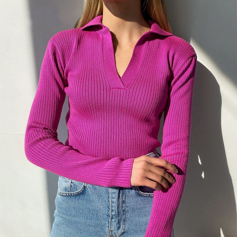 Women's V-Neck Long Sleeve Slim Fit Sweaters