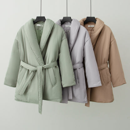 Women Fluffy Belted Elegant Outwear Coats