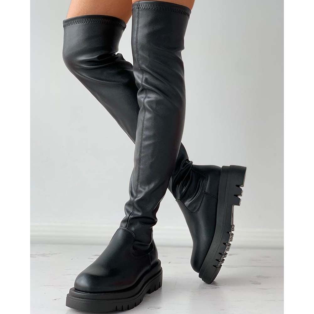New Knee Length Straight Strong Style Snow Boots For Women