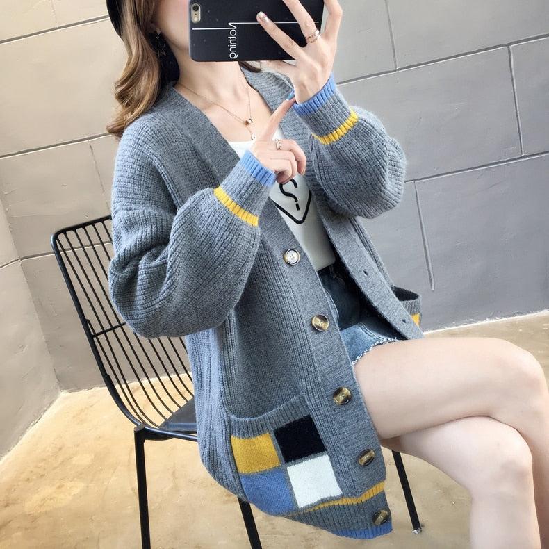 Thick Elastic Knitted Warm Cardigan Sweater