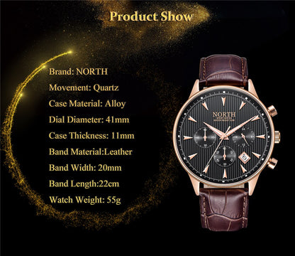 Men's Elegant Leather Band Quartz Watches