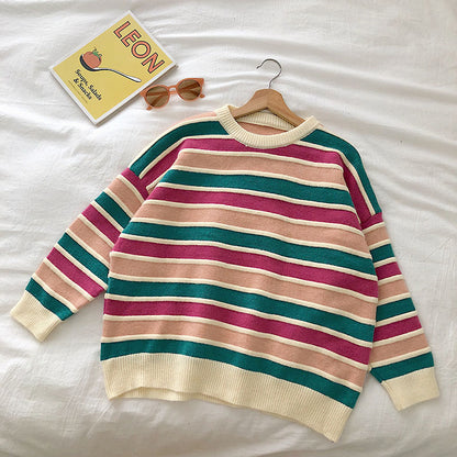 New Women's Multi Color Striped Autumn Winter Sweaters