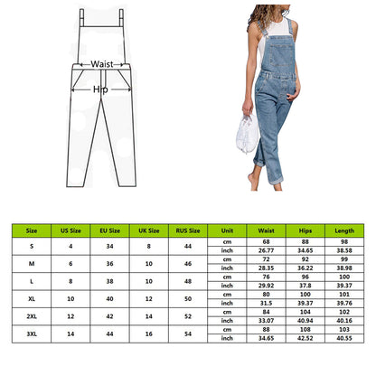 Women's Slim Fit Denim Jumpsuit – Slimming Jean Skirt with Adjustable Straps, Casual Chic Outfit