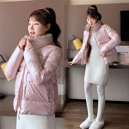 2025 Women's Winter Parka Jacket, Slim Fit Stand Collar Casual Streetwear, Warm Autumn & Winter Coat for Women