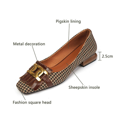 Women's Low Square Heel Flat Sole Pretty Elegant Shoes