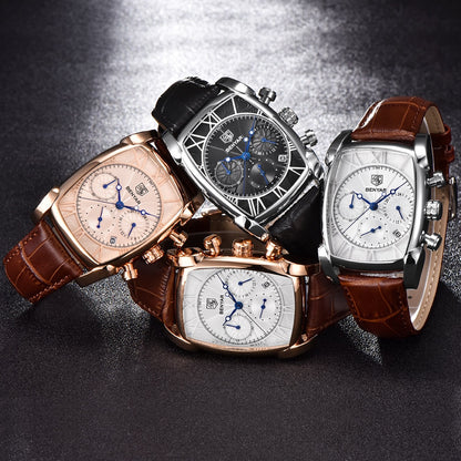 30M Water Resistance Genuine Leather Mens Luxury Quartz Watches