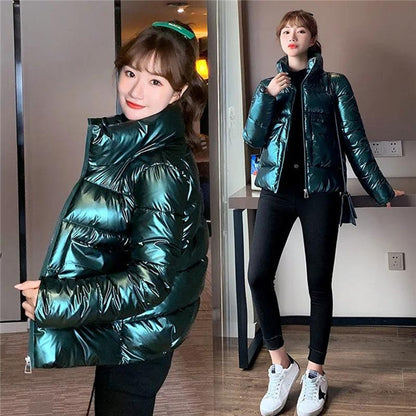 New Thick Glossy Puffer Padded Down Coat For Women