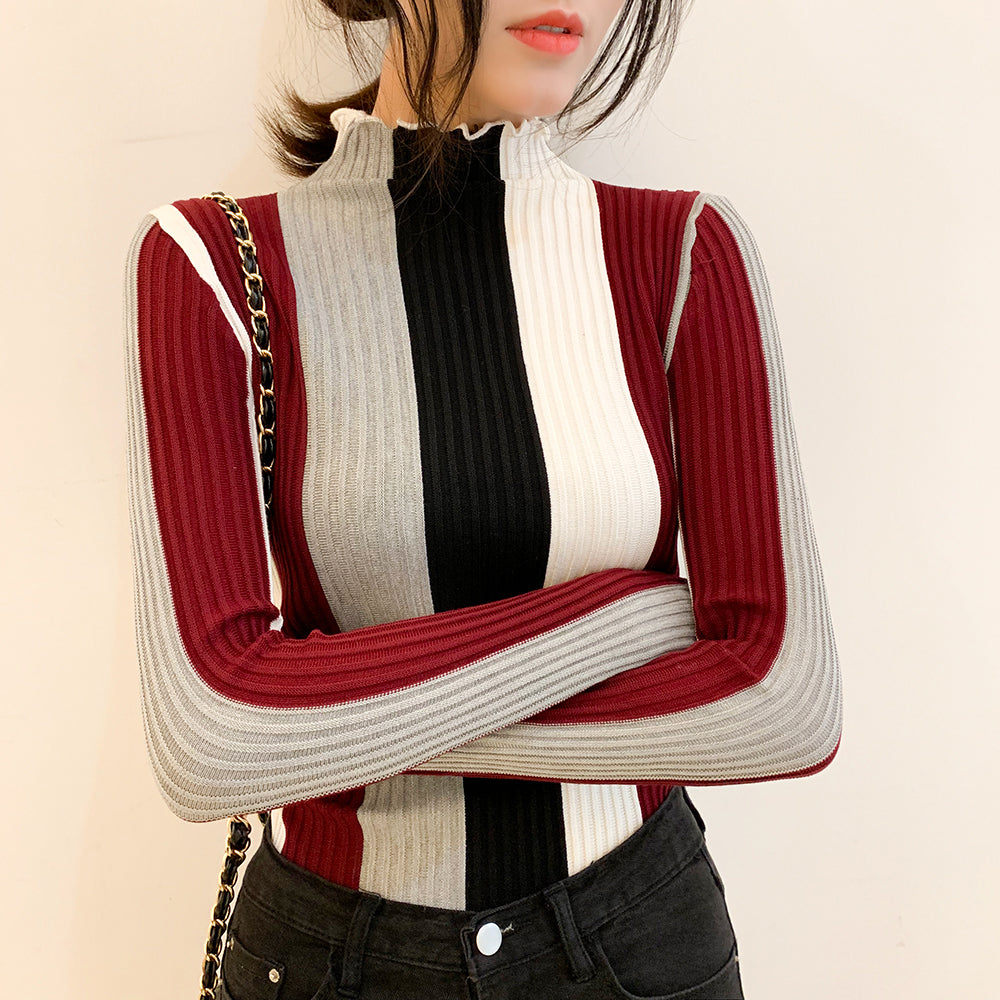 Women's Slim Color Striped Sweaters