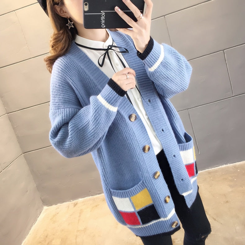 Thick Elastic Knitted Warm Cardigan Sweater