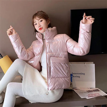 New Thick Glossy Puffer Padded Down Coat For Women