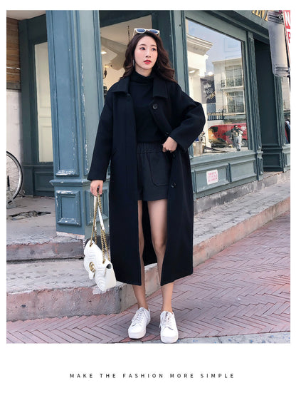 Women's Oversize Long Single Breasted Trench Coat