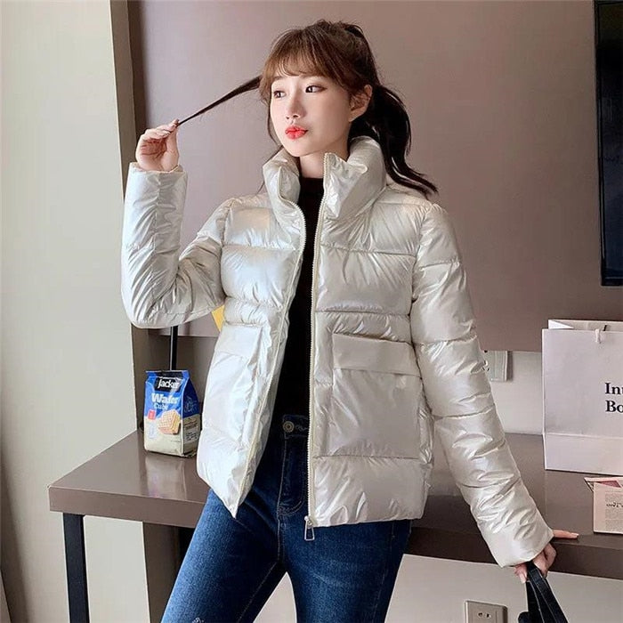 New Thick Glossy Puffer Padded Down Coat For Women