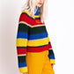 Women Contrast Stripes Turtleneck Sweater