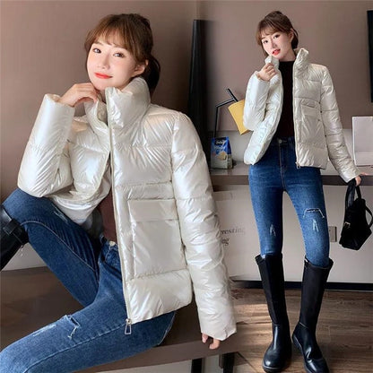 2025 Women's Winter Parka Jacket, Slim Fit Stand Collar Casual Streetwear, Warm Autumn & Winter Coat for Women