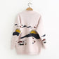 Japanese Style Nature Embroidery Cardigan Sweater