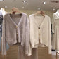 Casual V Neck Knitted Ladies Cardigan Sweater