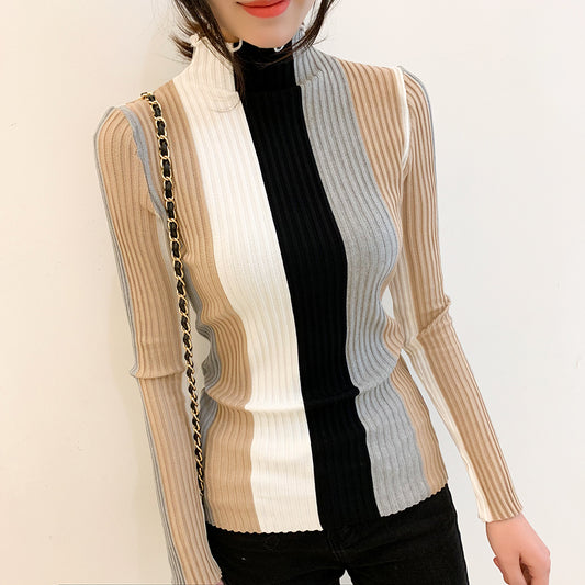 Women's Slim Color Striped Sweaters