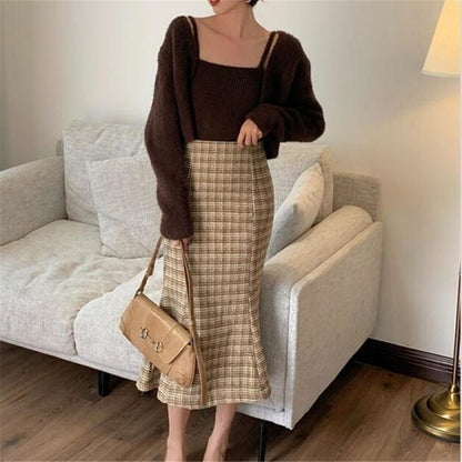 Knitted High Quality Women Vest Cardigan Sets