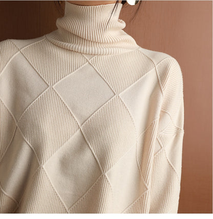 Women's Pure Wool Turtleneck Plus Size Knitted Sweaters