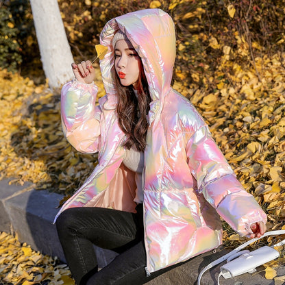 2025 New Winter Jacket Coats for Women, Hooded Glossy Down Cotton Parka, Warm Casual Padded Cotton Coat