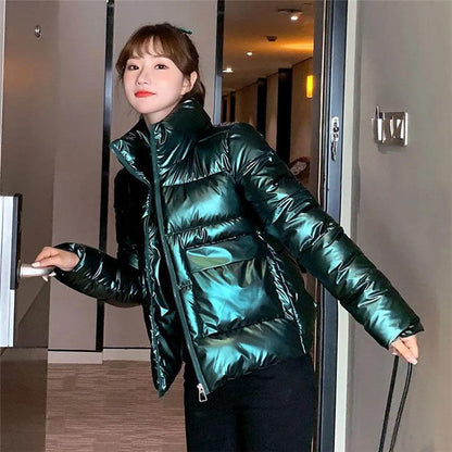 New Thick Glossy Puffer Padded Down Coat For Women