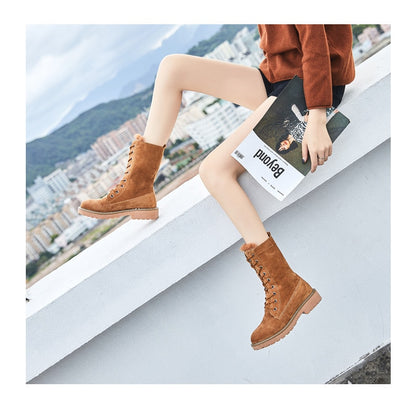 Womens Genuine Leather Plush Warm Inside Winter Snow Boots