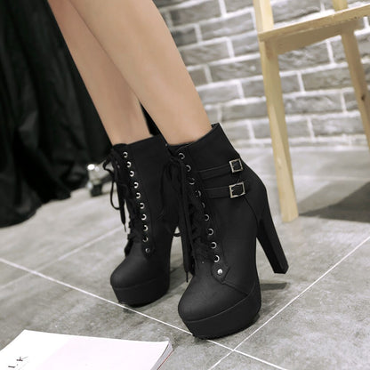 Womens Pretty Warm High Heel Ankle Boots