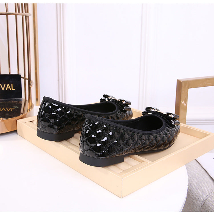 Black Designer Flat Women Shiny Elegant Shoes