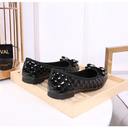 Black Designer Flat Women Shiny Elegant Shoes